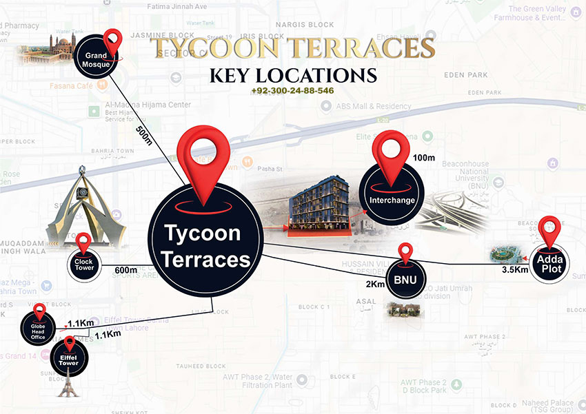 Tycoon Terraces Bahria Town Lahore nearby Locations Tycoon Terraces Bahria Town Lahore nearby Locations
